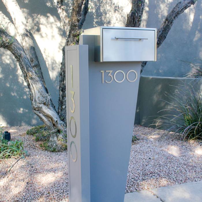 Modern Mailbox with Post and Locking Mailbox